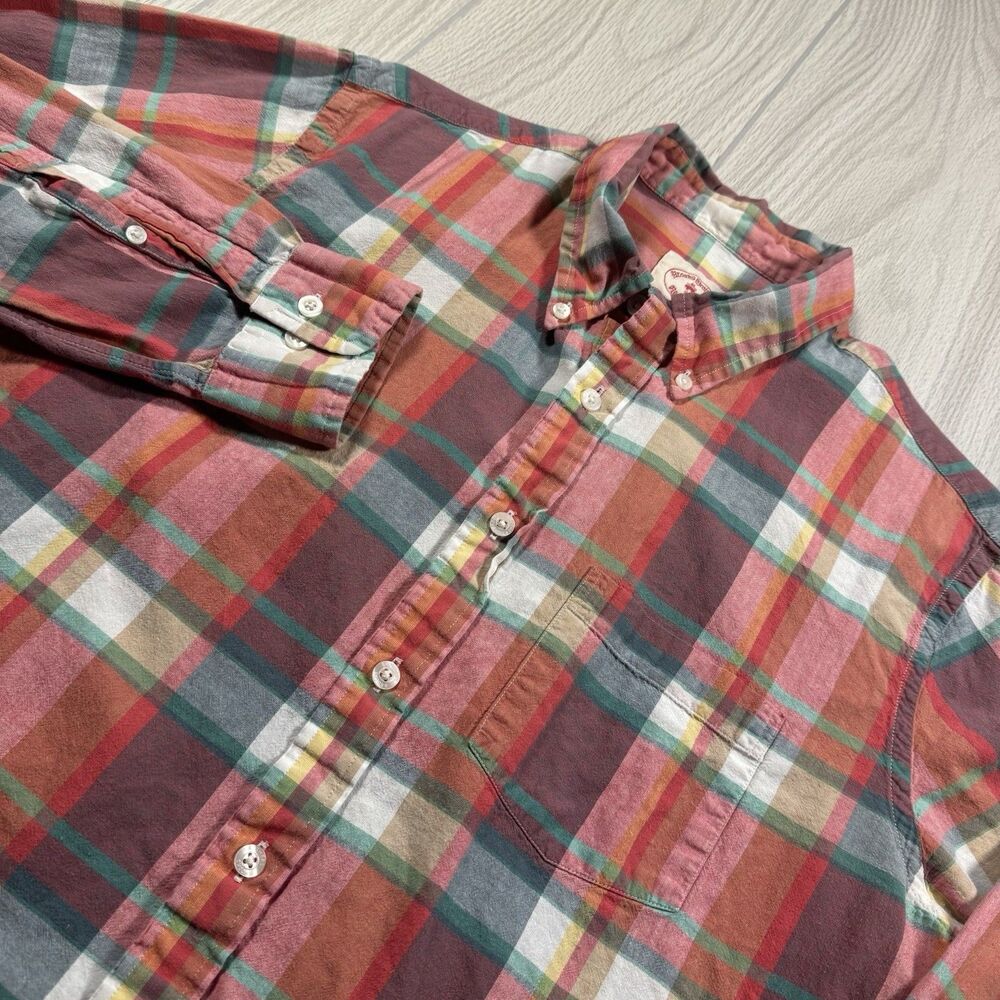 Brooks Brothers Red Fleece Madras LS Button Down Shirt Men’s L Pink Plaid Casual